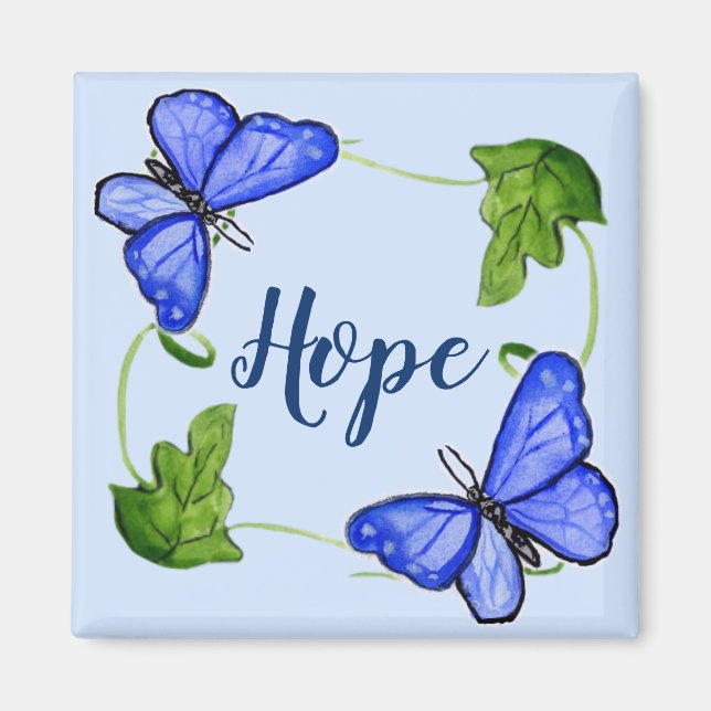 Imán Mariposa Azul personalizado Con Vines Magnet (Frente)