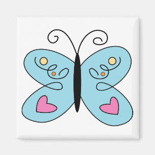 Imán Mariposa azul singulares con alas del corazón