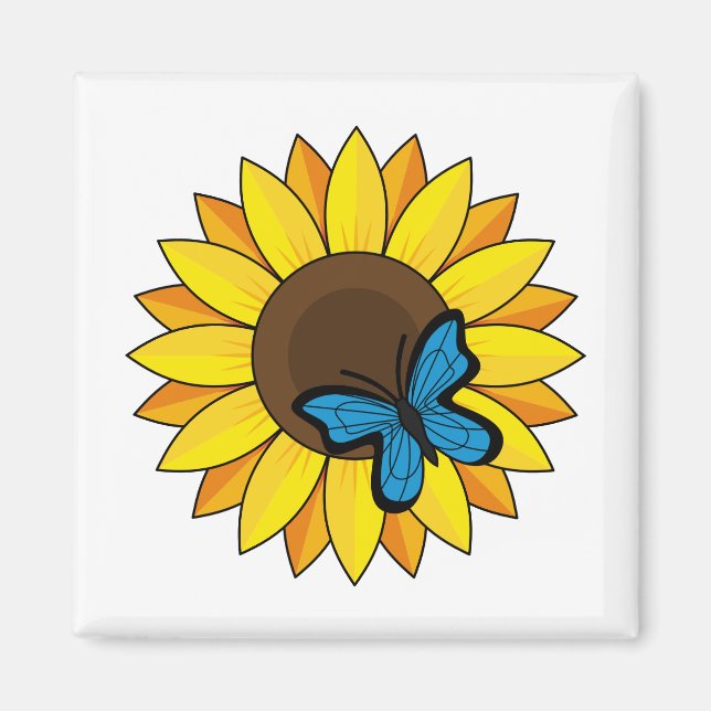 Imán Mariposa azul y girasol (Frente)