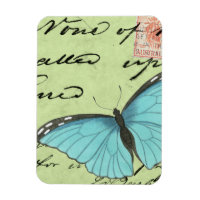 Mariposa de ala azul en postal Verde azulada