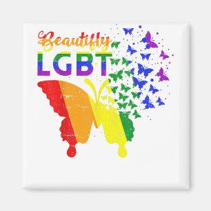 Imán Mariposa de bandera arcoiris LGBT