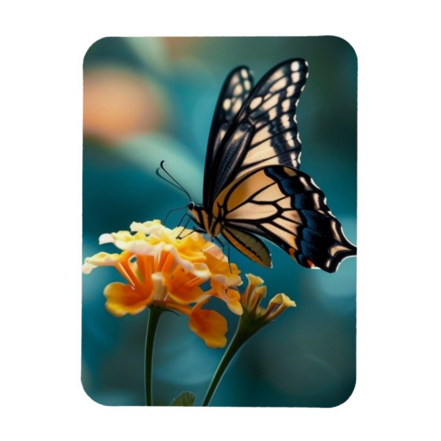 Imán Mariposa de bonito en una flor (Vertical)