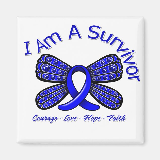 Imán Mariposa De Cáncer De Colón Soy Sobreviviente (Frente)