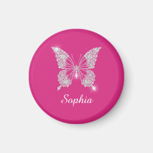 Imán Mariposa de Diamante Blanco, Nombre de Letra, Fucs