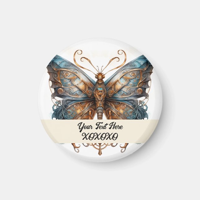 Imán mariposa de fiesta steampunk (Frente)