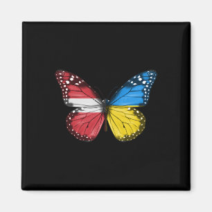 Imán Mariposa de la bandera letona ucraniana Letonia Uc