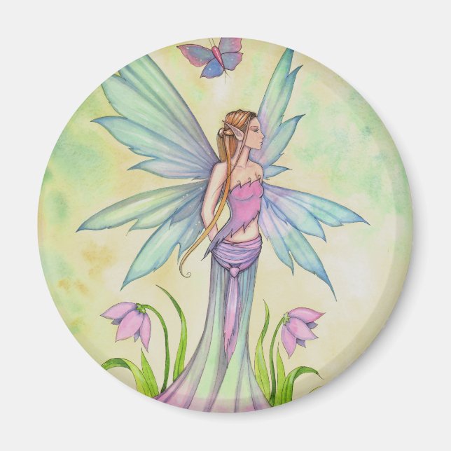 Imán Mariposa de primavera Fairy Fantasy Art (Frente)