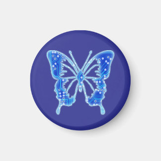 Imán Mariposa digital azul, fondo personalizar