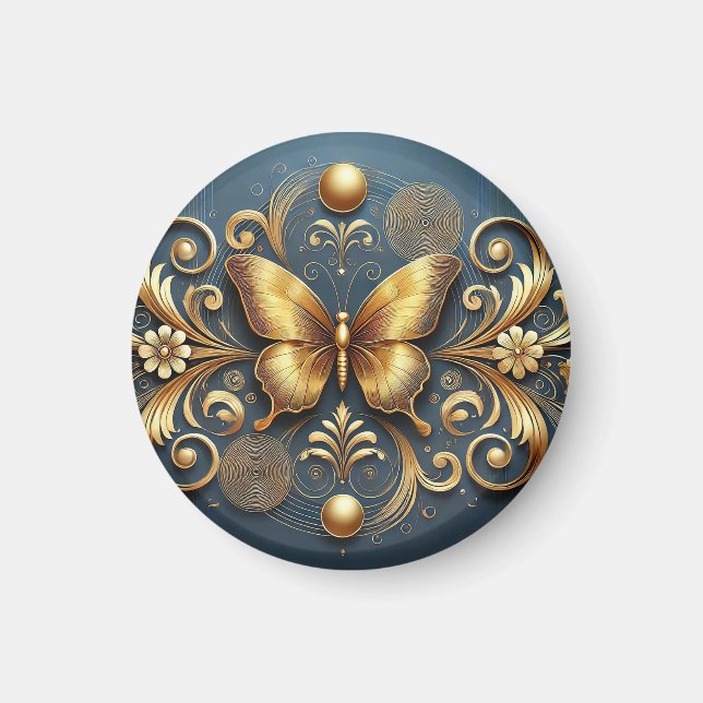 Imán ✨ Mariposa Dorada Acento Decorativo 🦋 (Frente)