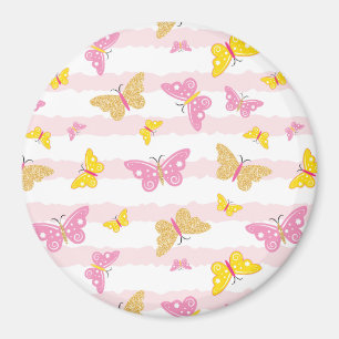 Imán Mariposa dorada y rosa