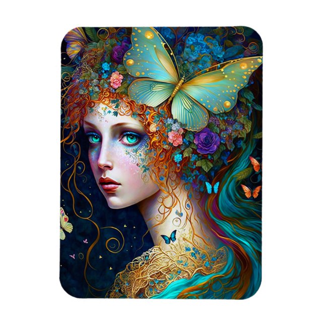 Imán Mariposa Fairy Elf Lady Fantasy Art (Vertical)