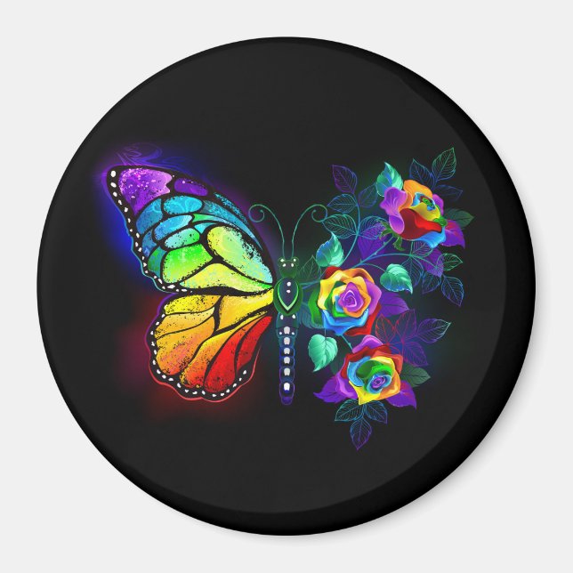 Imán Mariposa flor de arcoíris (Frente)
