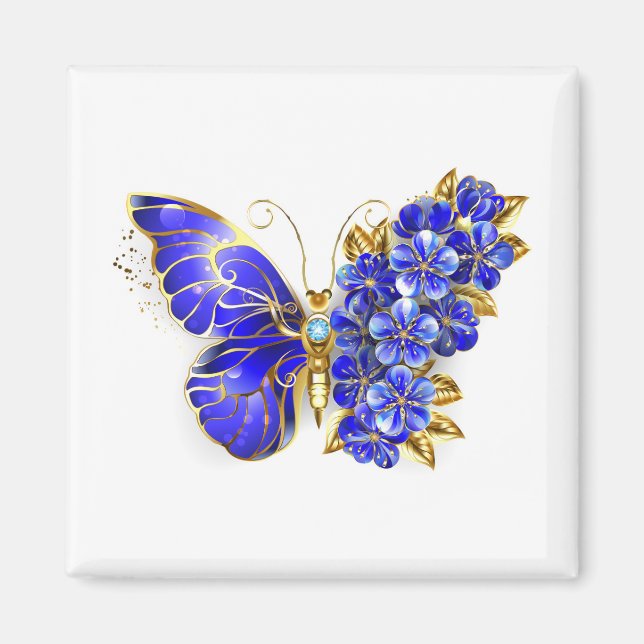 Imán Mariposa Flor Zafiro (Frente)
