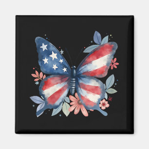 Imán Mariposa Floral Bandera Americana Usa 4 De Julio G