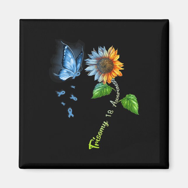 Imán Mariposa Girasol Trisomy 18 Conciencia (Frente)