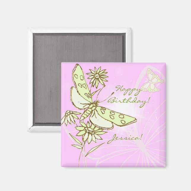 Imán Mariposa Limón Rosa Lima (Anverso/Reverso)