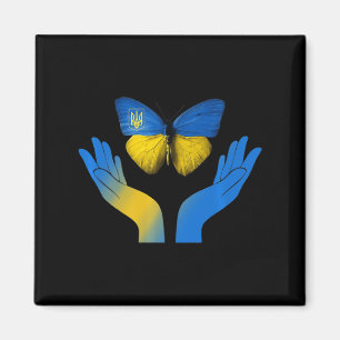 Imán Mariposa Mano Ucrania Bandera Ucraniana Se Apoya E