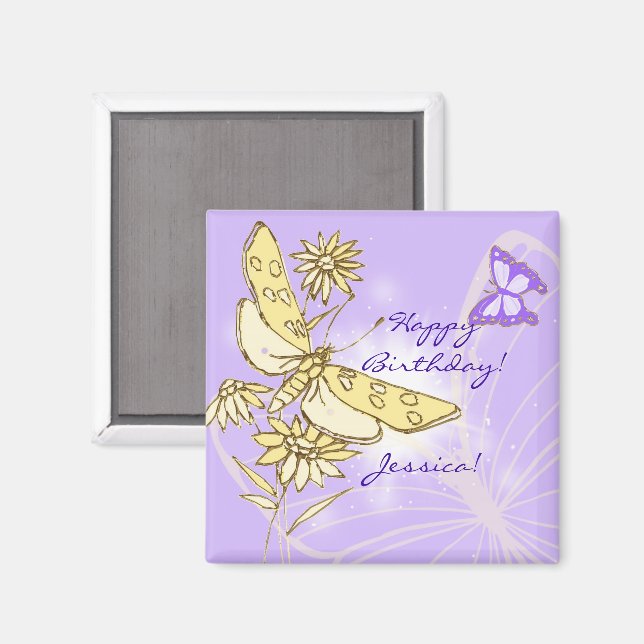 Imán Mariposa Melocotón Púrpura (Anverso/Reverso)