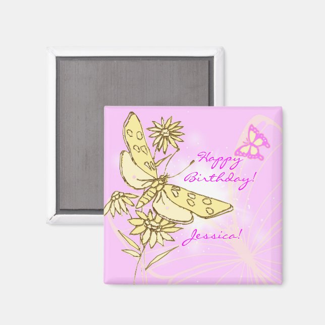 Imán Mariposa Melocotón Rosa (Anverso/Reverso)