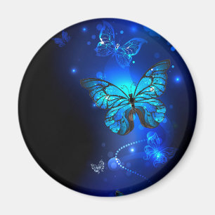 Imán Mariposa morfo en el fondo oscuro