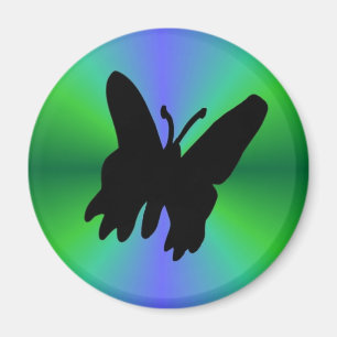 Imán Mariposa negra en arcoiris verde azul