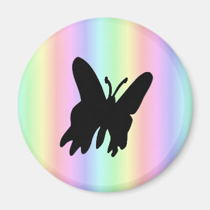 Imán Mariposa negra en el arcoiris pastel