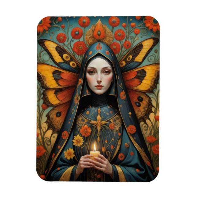 Imán Mariposa Nun Holding Vela (Vertical)