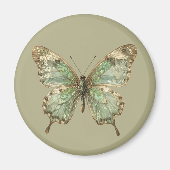 Imán Mariposa Ornata con Alas de Patrón de Hoja (Frente)