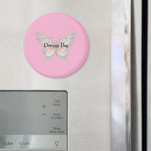 Imán Mariposa Plateada Rosa Personalizada