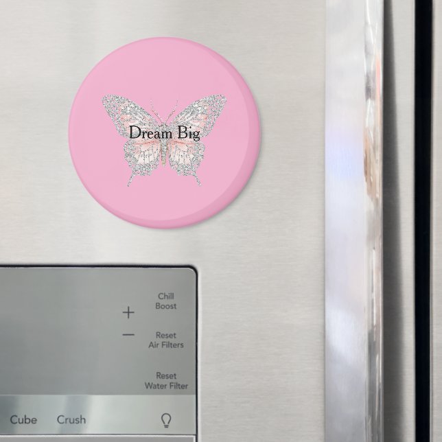 Imán Mariposa Plateada Rosa Personalizada (In situ (nevera))