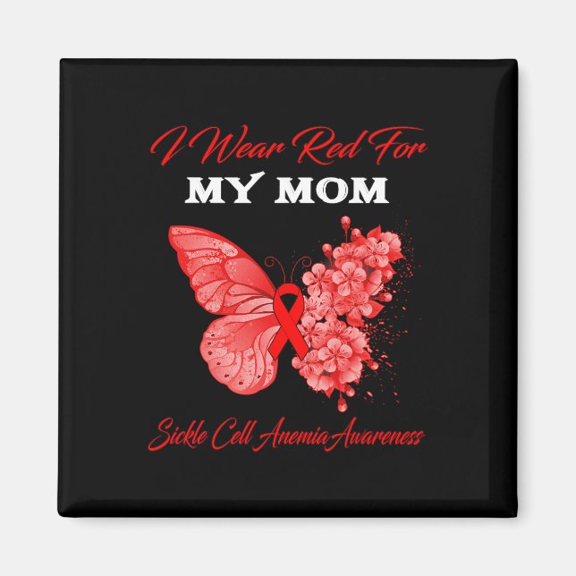Imán Mariposa Que Uso Rojo Para Mi Mamá Anemia De Célul (Frente)