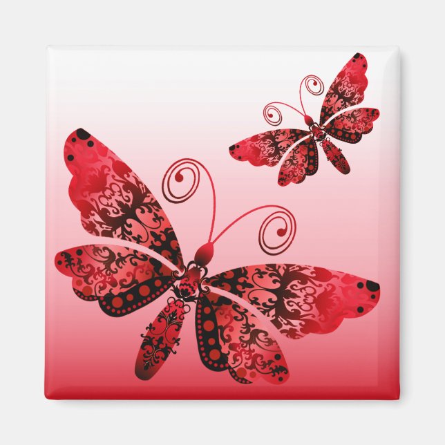 Imán "Mariposa Regal" (rojo) por Cheryl Daniels (Frente)
