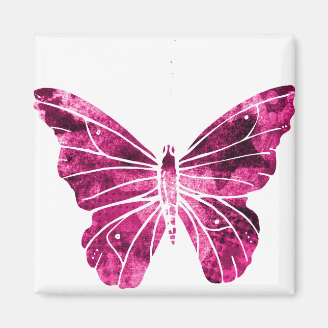 Imán Mariposa Rosa Clipart Cute Flying Wings Nature 1. (Frente)