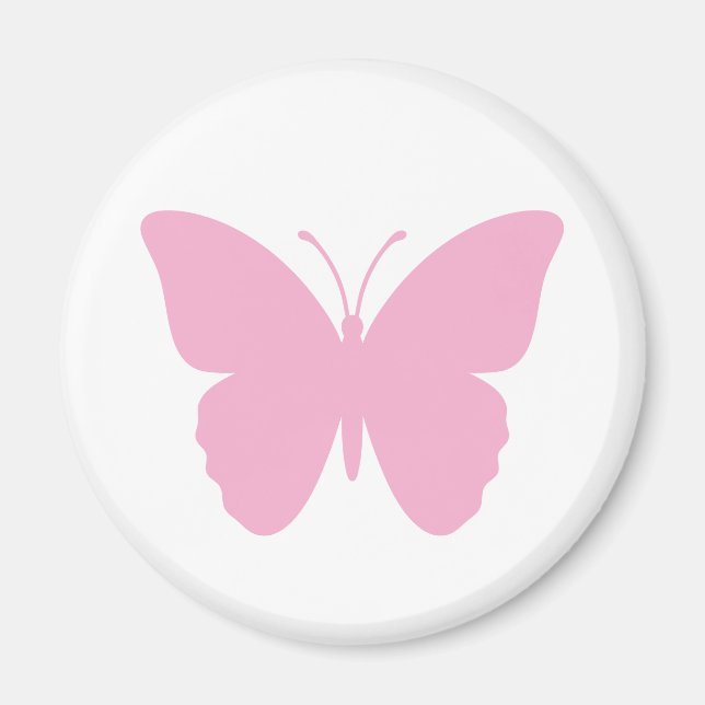 Imán Mariposa Rosa Diseño Simple Redondo (Frente)