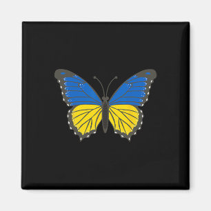 Imán Mariposa Ucraniana Apoya Bandera De Ucrania Solida