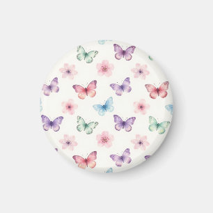 Imán Mariposas Acuarela Patrón Flor de Cerezo