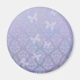 Imán Mariposas Azul Pálido Damask Lavanda