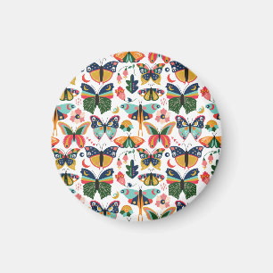 Imán Mariposas Boho: Patrón de papel tapiz sin costura.