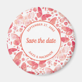 Imán Mariposas color de agua rosa de coral Guardar la f