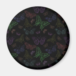 Imán Mariposas de color negro y arcoiris volando