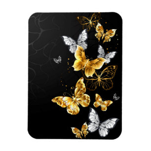 Imán Mariposas doradas y blancas