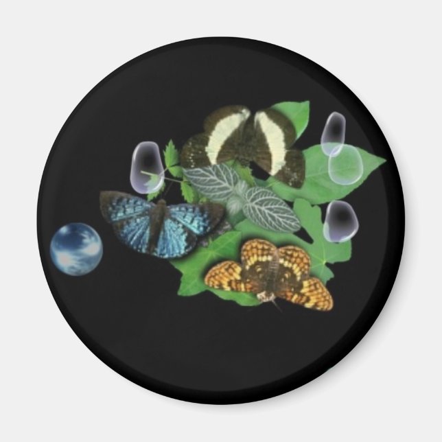 Imán Mariposas en hojas (Frente)