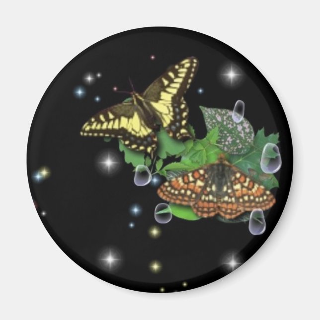 Imán Mariposas en hojas (Frente)