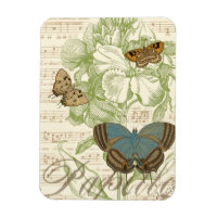 Mariposas en la música de hojas con diseño floral