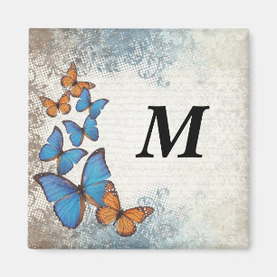 Imán Mariposas florales azules
