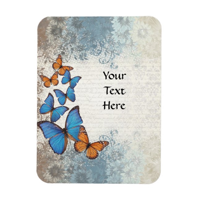 Imán Mariposas florales azules (Vertical)