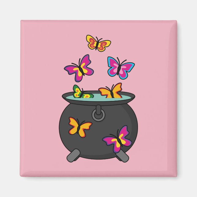 Imán Mariposas mágicas de un Cauldron (Frente)
