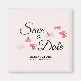 Imán Mariposas Románticas Rosa Save the Dates   