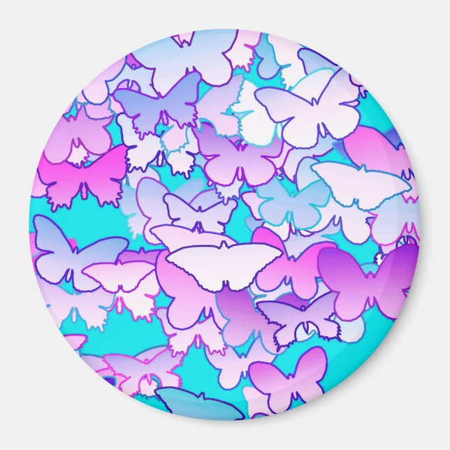 Imán Mariposas, violeta y turquesa (Frente)