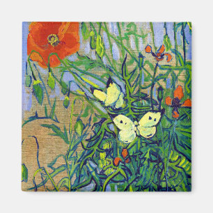 Imán Mariposas y amapolas de Vincent van Gogh